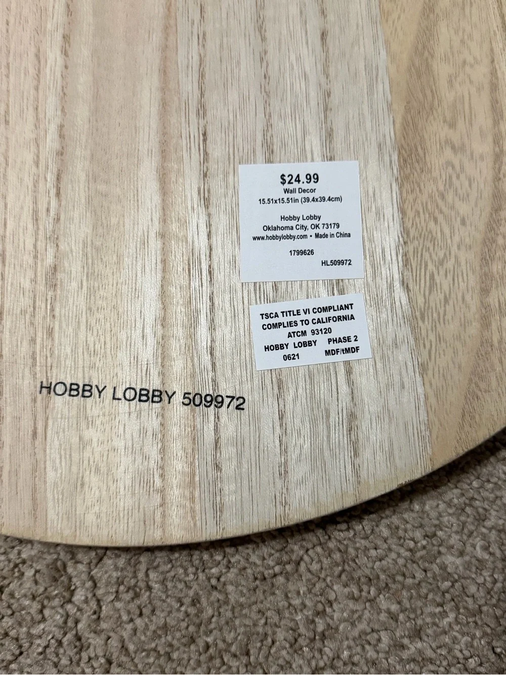 Hobby Lobby Round Wood 'Little Babe Cave' Sign in White and Natural
